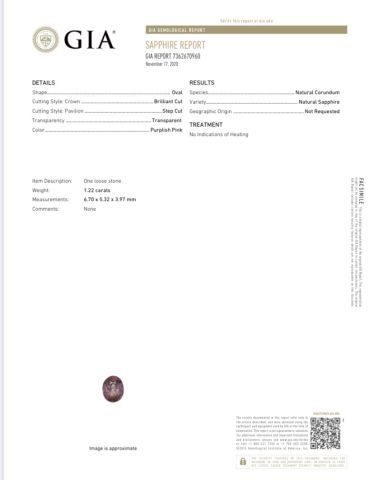 null Oval-sized pink sapphire on paper.
Accompanied by a GIA certificate attesting...