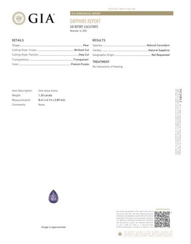 null Very nice pear cut lavender sapphire on paper.
Accompanied by a GIA certificate...