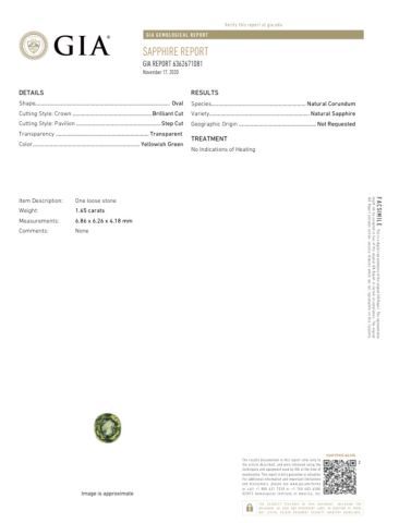 null Gorgeous green oval size on paper.
Accompanied by a GIA certificate attesting...