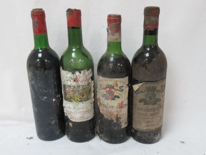 null Batch of 4 bottles of red wine: 2 of Haut Médoc Chevalier d'Ars 1962 and 1970...