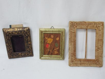 null Set consisting of a wicker frame, a leather-covered cardboard photo frame (very...