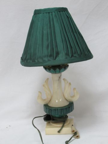 null Lamp stand made of hard stone. With its lampshade. 35 cm