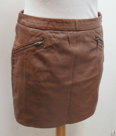 null Brown leather skirt. Size 36. TBE