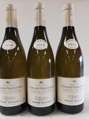 null 3 bouteilles Pernand-Vergelesses. 1er Cru 2016. Sous Frétille. André Goicho...