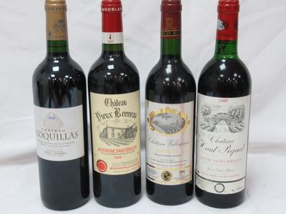 null Batch of 4 bottles of red wine: 1 of Montagne Saint Emilion Château Vieux Tonneau...