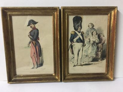 null Hyppolite Louis-Emile Pauquet (1797- 1871 ) Paire de gravures aquarellées figurant...