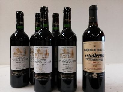 null Lot de 6 bouteilles : 1 Graves 2013 - Château de Bellevue La Marquise - Grande...