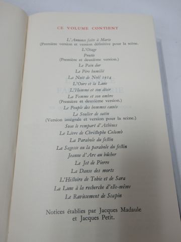null LA PLEIADE, CLAUDEL, "Théâtre", tome 2, 1971