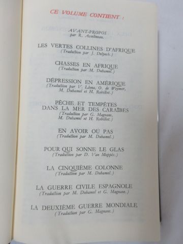 null LA PLEIADE, Hemingway "Œuvres romanesques", tome 2, 1996