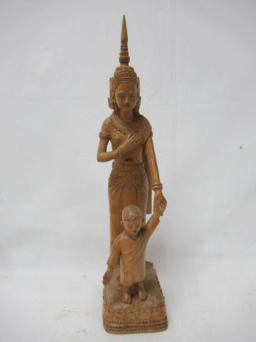 null ASIE Sculpture en bois, figurant une déesse. Haut.: 28 cm
