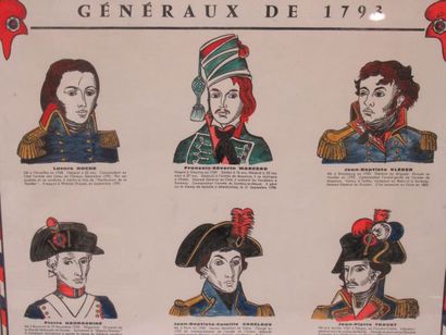 null D'après Jean Bruneau, pochoir figurant les Généraux de 1793. Encadrés sous verre....