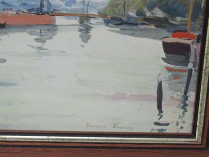 null Paul-Emile LECOMTE "Paysage" Huile sur panneau. SBD. 26 x 39 cm cadre en bois...