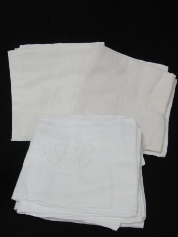 null Lot de 8 serviettes en coton damassé blanc. 2 modèles différents. (à nettoy...