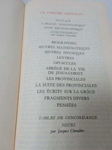 null LA PLEIADE, PASCAL, "Œuvres complètes", 1980