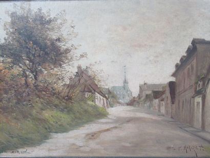 null P. MORIZET "Vue de Marissel" Huile sur toile. SBD, titrée. 38 x 54 cm Cadre...