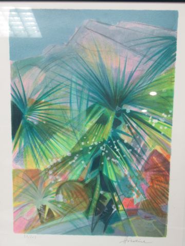 null D'après Camille HILAIRE "Paysage tropicale" Lithographie. Signée et numérotée...