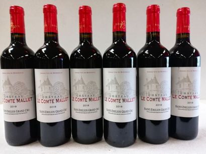 null 6 bouteilles de St Emilion Grand Cru. 2018. Le Château du Comte de Mallet. Propriétaire...