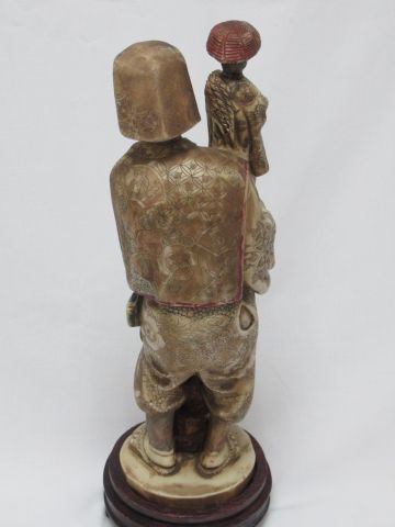 null 
JAPON Okimono en ivoire, figurant un personnage masculin avec une marionnette....