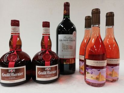 null Lot comprenant : 2 liqueurs Grand Marnier. 70cl. / 


1 magnum (150cl) Bordeaux...