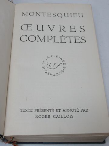 null LA PLEIADE, Montesquieu, "Œuvres complètes", tome 1, 1949. (porte une dédicace...