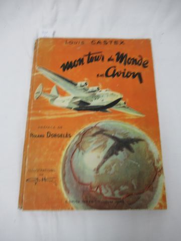 null Louis CASTEX "Mon tour du monde en avion" illustré d'après Géo Ham, 1943 (reliure...