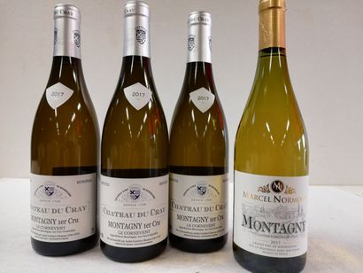 null Lot de 4 bouteilles : 3 Montagny 1er Cru. Le Cornevent. 2017. André Goichot....