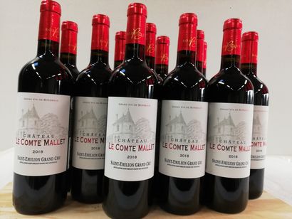 null 12 bouteilles de Saint Emilion Grand Cru. 2018. Château du Comte de Mallet....