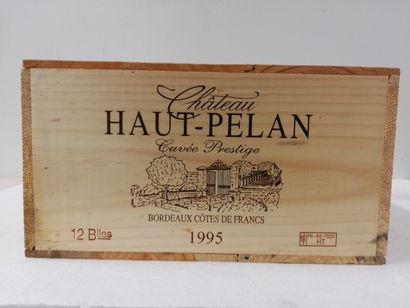 null 12 bouteilles de Château Haut Pélan. 1995. Cuvée prestige. Caisse bois d'or...