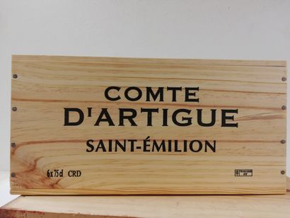 null 6 bouteilles de Saint Emilion. 2014. Domaine du Comte d'Artigue. Caisse Boi...