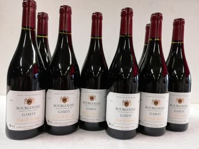 null 9 bouteilles de Bourgogne rouge. 2016. Cépage Gamay. Henri de Bareuil
