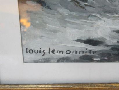 null LEMONNIER Louis (1907-1950) "L'epave" Huile sur papier. SBG. 24 x 33 cm Encadrée...