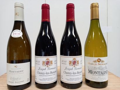 null Lot de 4 bouteilles : 2 Chorey Les Beaune. Récolte 2018. Bourgogne. Joseph Germain...