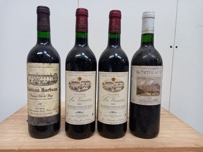 null Lot de 4 bouteilles : 1 Château Barbeau. 1989. 1eres Côtes de Blaye. Domaine...