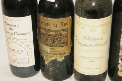 null Lot de 6 bouteilles de Bordeaux : Château de Los 1975, Château Queyret 1982,...