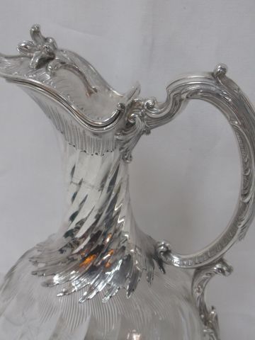 null Aiguière en cristal, monture en argent (Minerve). Haut.: 27 cm