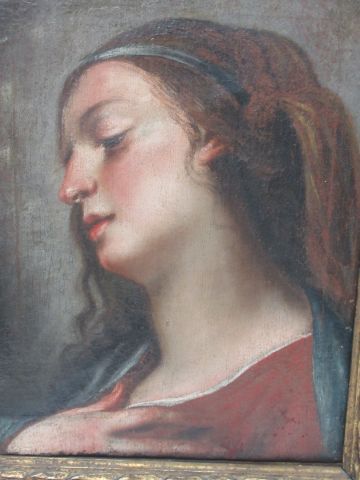 null Ecole fin XVIIIe-début XIXe "Portrait de femme" Huile sur toile. 33 x 27 cm...