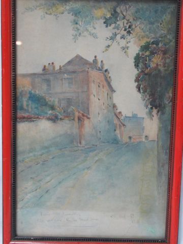  FRENCH SCHOOL OF THE XIXth CENTURY "Ruelle", drawing heightened with watercolor,...