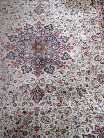  IRAN NAIN wool carpet, decorated with plants on a beige background. 205 x 138 cm...