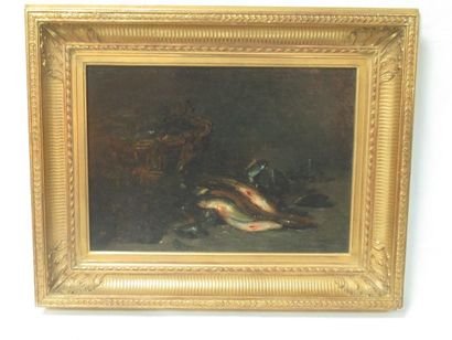 A. MATIGNON (late 19th-early 20th century) 
"Still life with fishes". 
Oil on canvas....