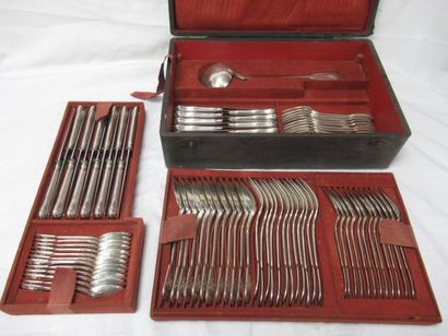 null Silver household set, including 12 forks, 12 spoons, 12 knives (steel blades,...