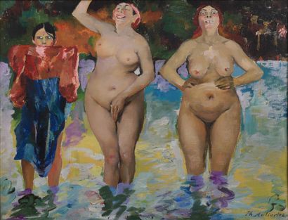 null 
Filip MALJAVIN (1869-1940)
Les baigneuses 
Huile sur toile 
Signée en bas à...