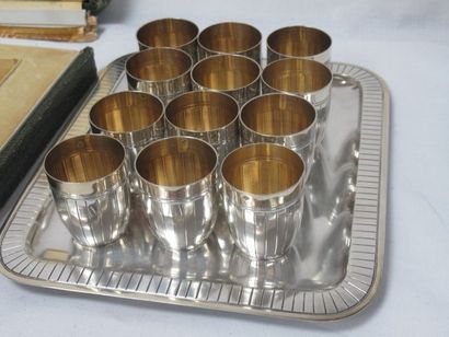 Silver set, including 12 liqueur goblets...