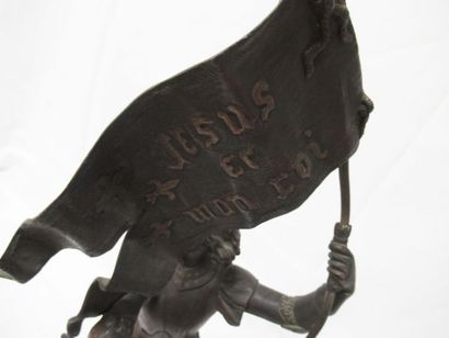null According to A. GAUDEZ 

"Joan of Arc".

Bronze with brown patina. Signed and...