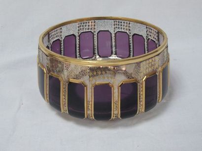 Purple crystal bowl with gold highlights,...