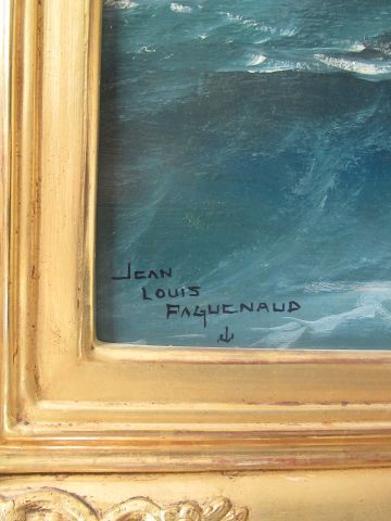  Jean Louis PAGUENAUD (1876-1952) "Frégate en Mer" Huile sur isorel. Signée en bas...