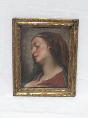 null School end 18th-early 19th century "Portrait of a woman" Oil on canvas. 33 x...