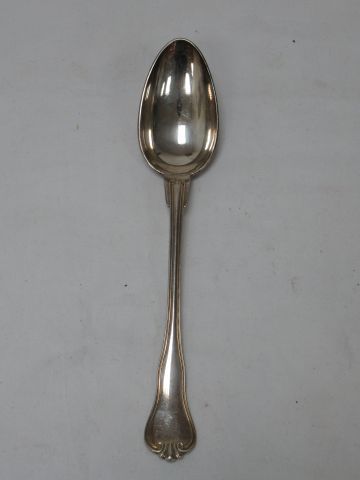 null CHRISTOFLE Silver plated stew spoon. Shell model. 27 cm