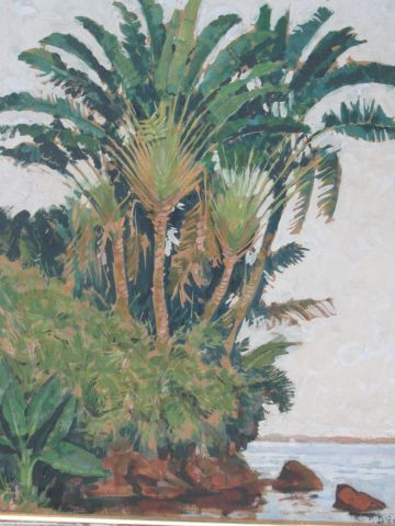 null Paul Leon BLEGER (1889-1981) "Traveller's trees in Madagascar" Oil on canvas,...