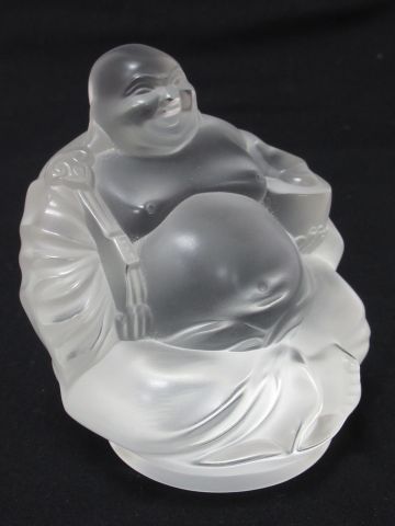 null LALIQUE France Sculpture in moulded crystal, representing a Buddha. Height:...