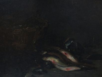  A. MATIGNON (late 19th-early 20th century) 
"Still life with fishes". 
Oil on canvas....